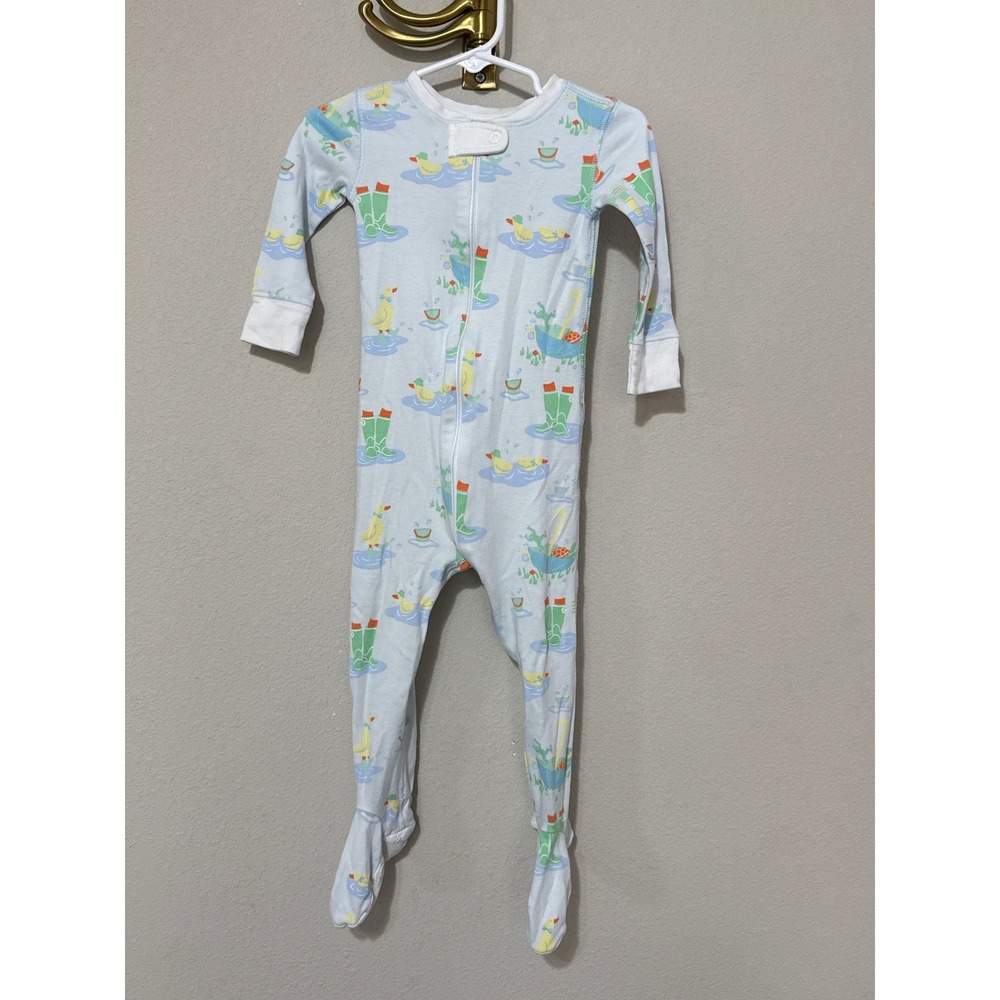 The Beaufort Bonnet Company Footed Sleeper 18-24M Blue Duck Frog Pima Cotton